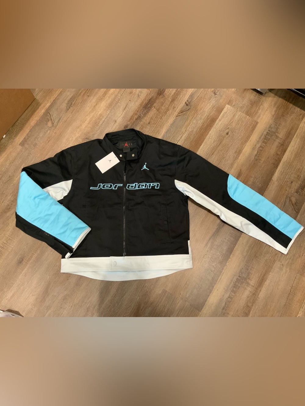 New Jordan Brooklyn Motorsport Jacket Black Blue HV1048-011 Men’s Sz Small
